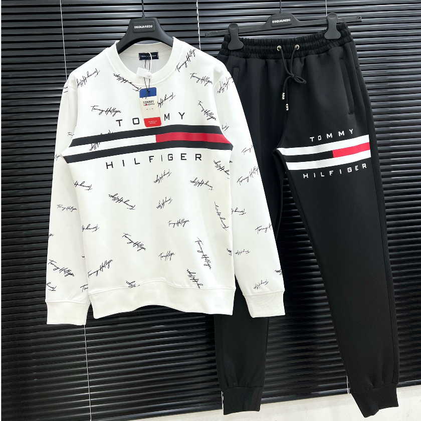 Áo nỉ Sweater Tommy in vạch chữ ký thiết kế hot trend Nam Nữ Thu Đông 2023