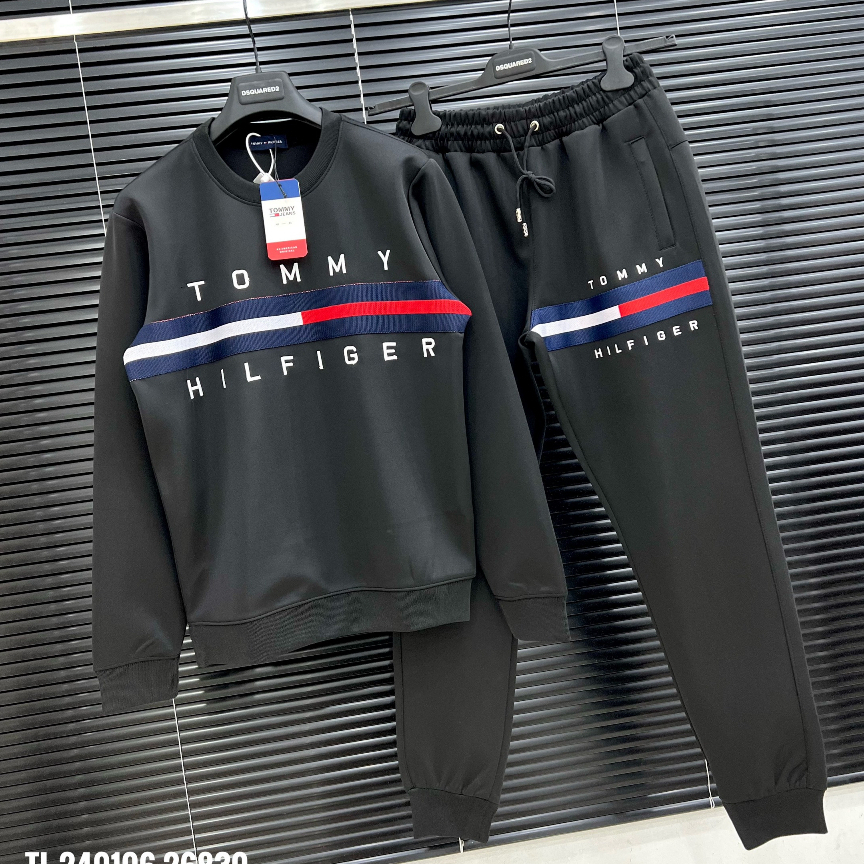 Áo nỉ Sweater Tommy in vạch chữ ký thiết kế hot trend Nam Nữ Thu Đông 2023