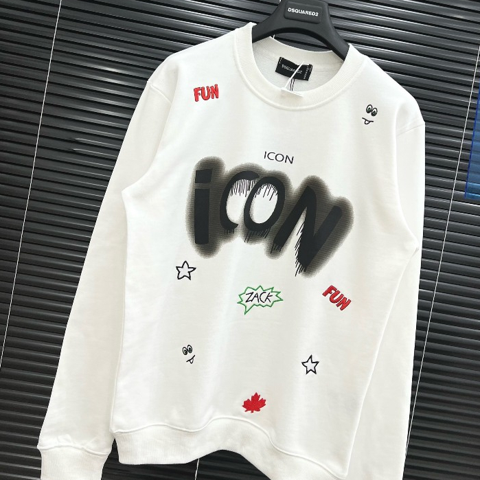 Áo Nỉ Dài Tay Nam Nữ ICON Hoạ Tiết , Áo Sweater Chất Liệu Nỉ Cotton Mịn Hot Trend 2023