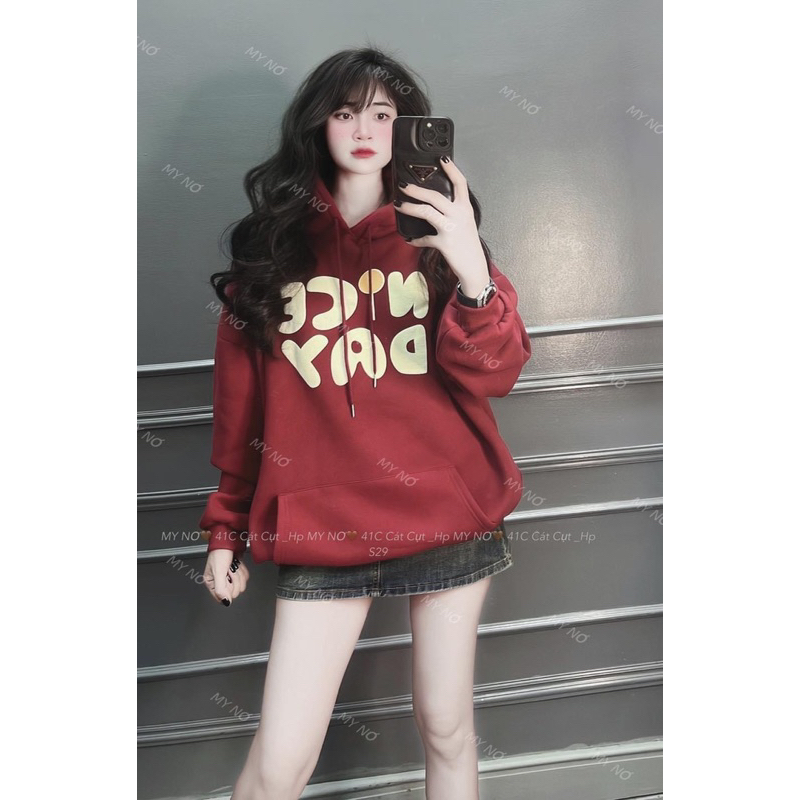 Áo Nỉ Cotton Hoodie Mũ Chữ Niceday . Áo sweater nỉ Cotton Hoodie Mũ Chữ Niceday Siêu Cá tính