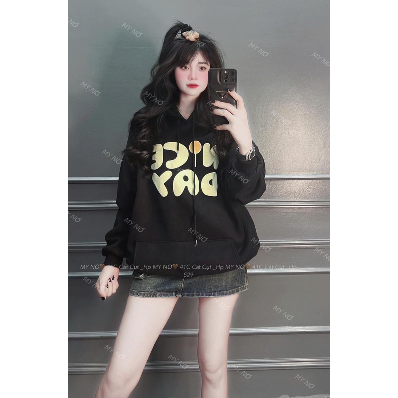 Áo Nỉ Cotton Hoodie Mũ Chữ Niceday . Áo sweater nỉ Cotton Hoodie Mũ Chữ Niceday Siêu Cá tính