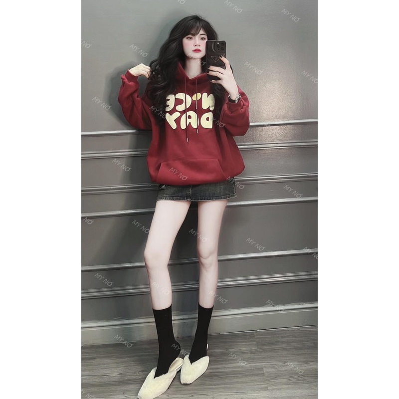 Áo Nỉ Cotton Hoodie Mũ Chữ Niceday . Áo sweater nỉ Cotton Hoodie Mũ Chữ Niceday Siêu Cá tính