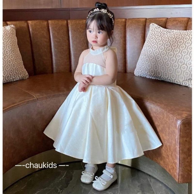 7 đến 19kg.váy công chúa cho bé gái.váy xinh cho bé màu kem ạk.