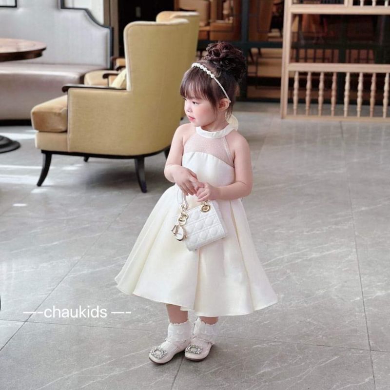 7 đến 19kg.váy công chúa cho bé gái.váy xinh cho bé màu kem ạk.