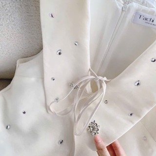 ĐẦM SUÔNG CỔ PETER ĐÍNH ĐÁ THẮT NƠ