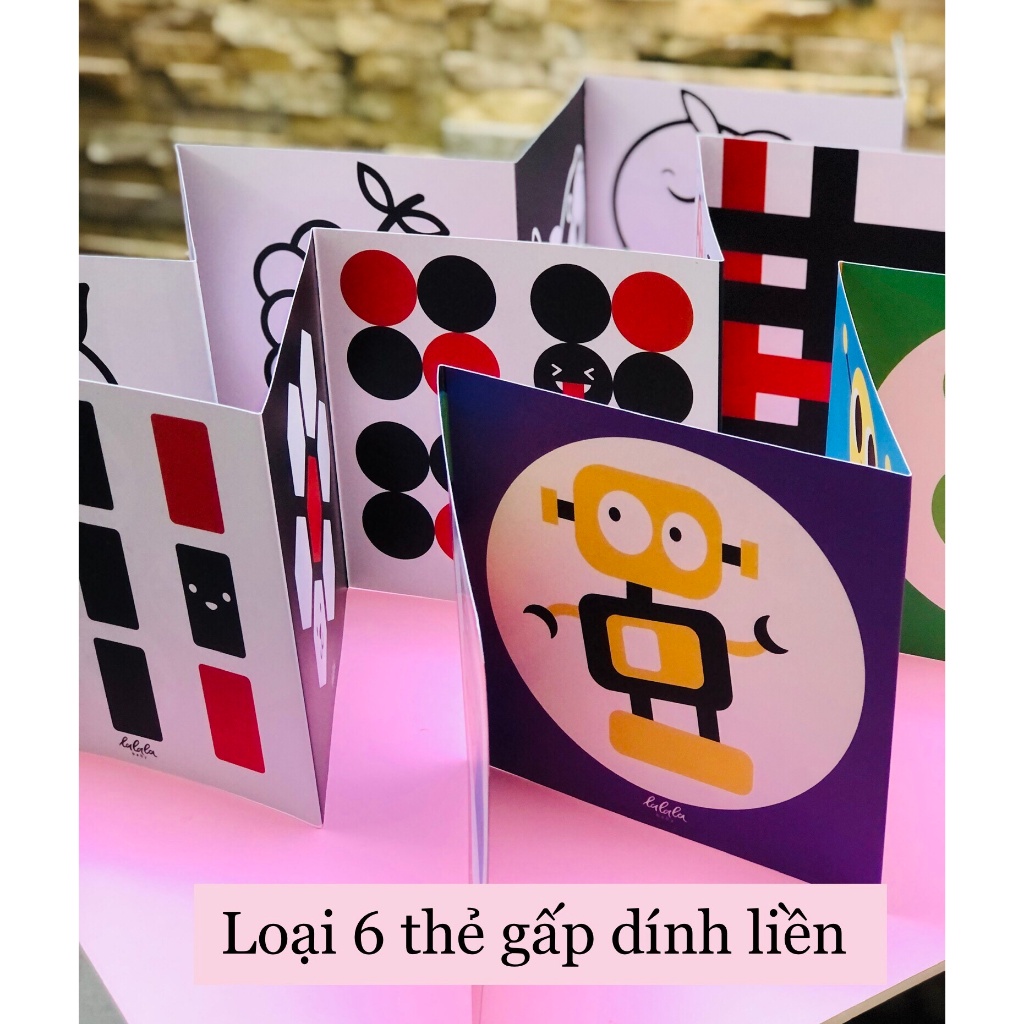 Bộ thẻ kích thích thị giác cho bé phân loại thẻ gấp và thẻ decal dán tường - hiệu Lalala baby