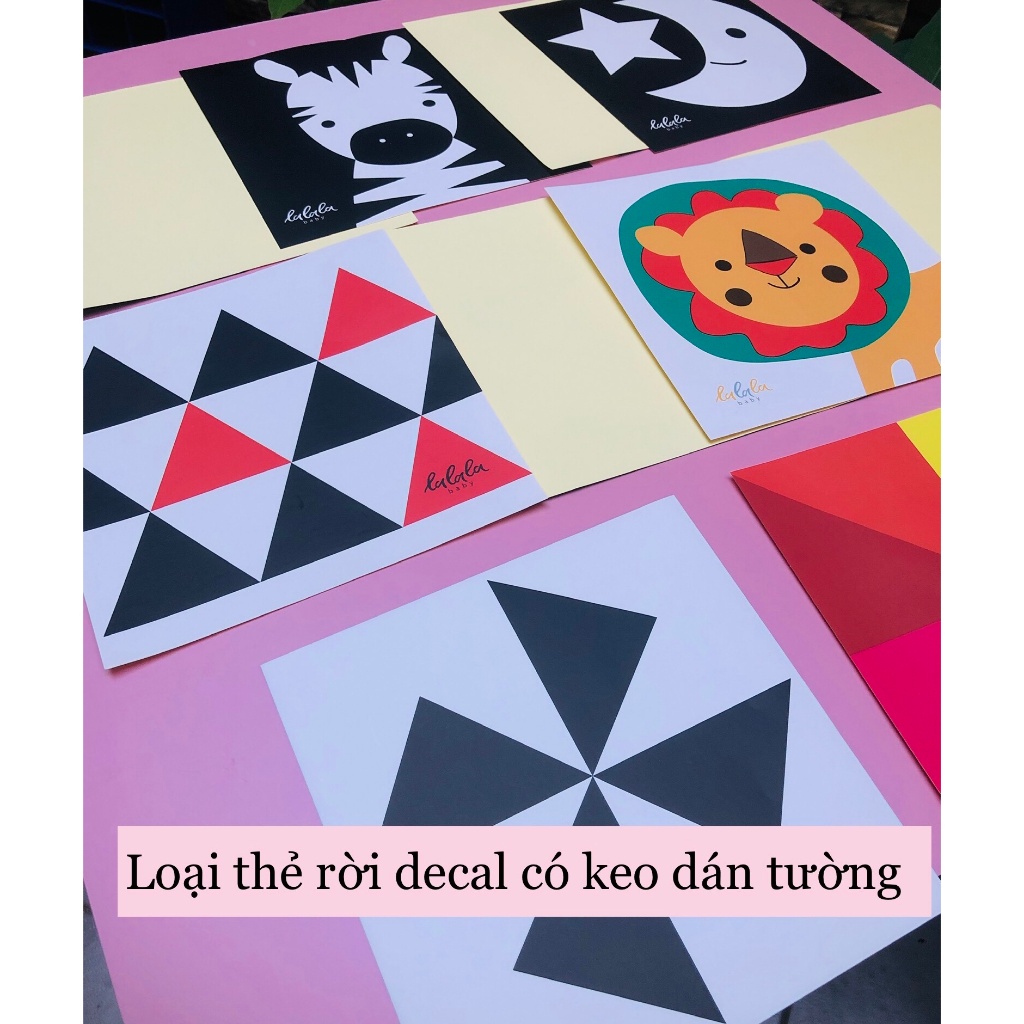 Bộ thẻ kích thích thị giác cho bé phân loại thẻ gấp và thẻ decal dán tường - hiệu Lalala baby