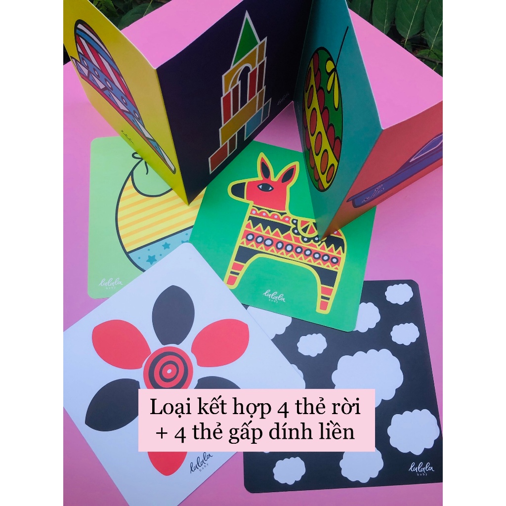 Bộ thẻ kích thích thị giác cho bé phân loại thẻ gấp và thẻ decal dán tường - hiệu Lalala baby