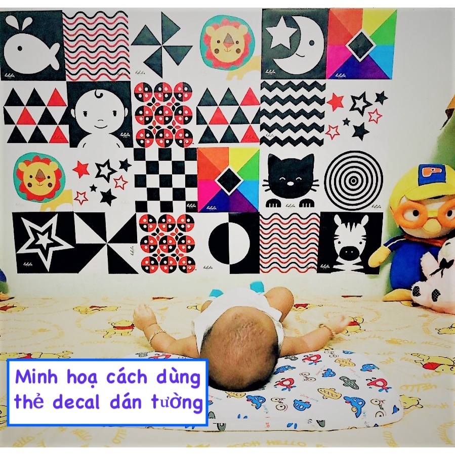 Bộ thẻ kích thích thị giác cho bé phân loại thẻ gấp và thẻ decal dán tường - hiệu Lalala baby