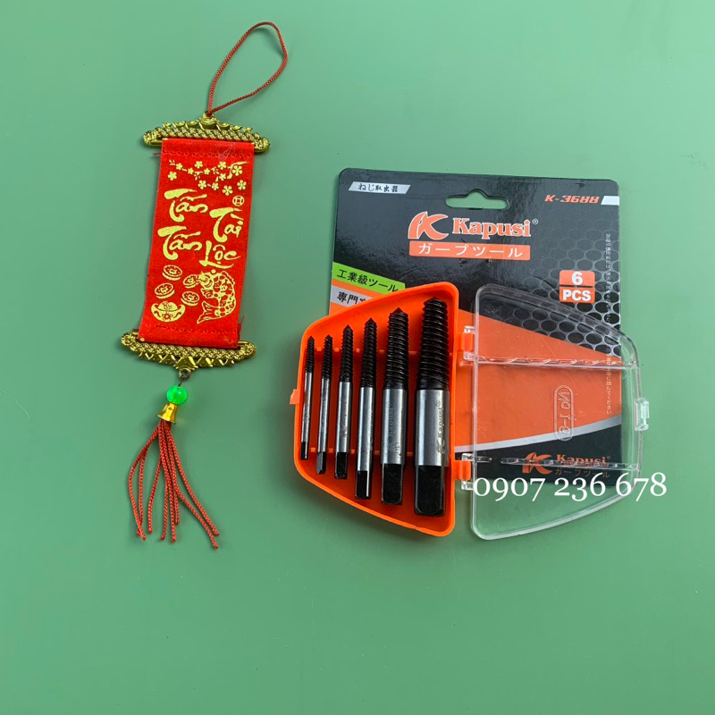 Bộ 6 đầu vặn vít gãy Kapusi, tháo ốc gãy lấy vít gãy