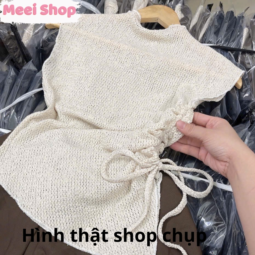 Áo len cổ cao tay lỡ rút dây nữ Meei Shop, Áo len kiểu nữ xẻ tà  hàng QC loại 1 _A254-
