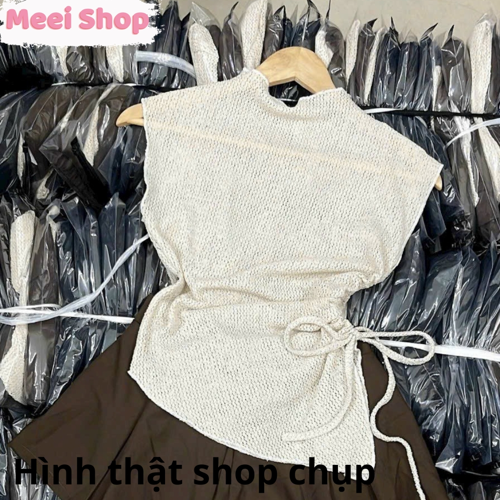 Áo len cổ cao tay lỡ rút dây nữ Meei Shop, Áo len kiểu nữ xẻ tà  hàng QC loại 1 _A254-