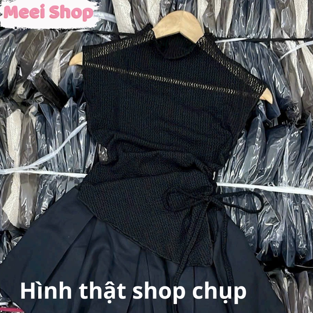 Áo len cổ cao tay lỡ rút dây nữ Meei Shop, Áo len kiểu nữ xẻ tà  hàng QC loại 1 _A254-