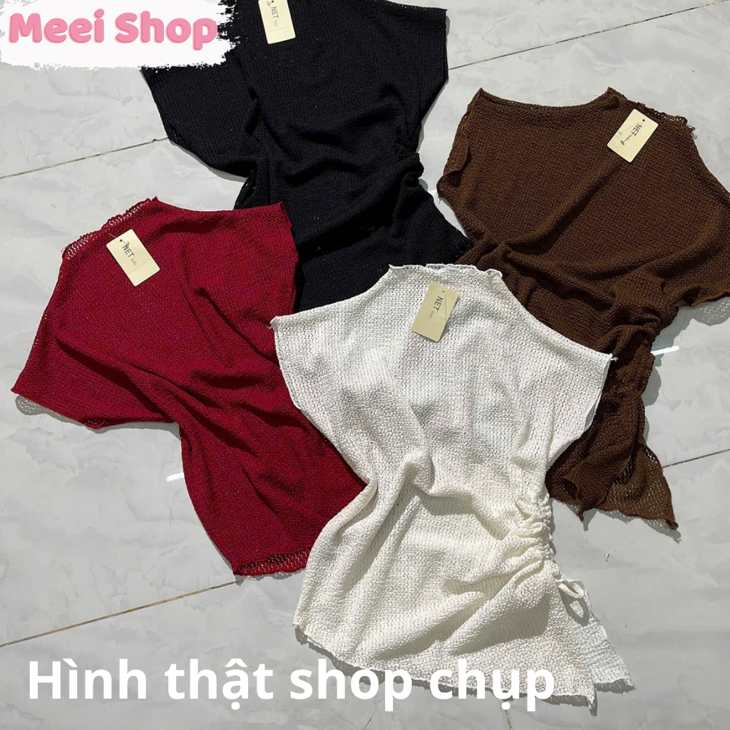 Áo len cổ cao tay lỡ rút dây nữ Meei Shop, Áo len kiểu nữ xẻ tà  hàng QC loại 1 _A254-