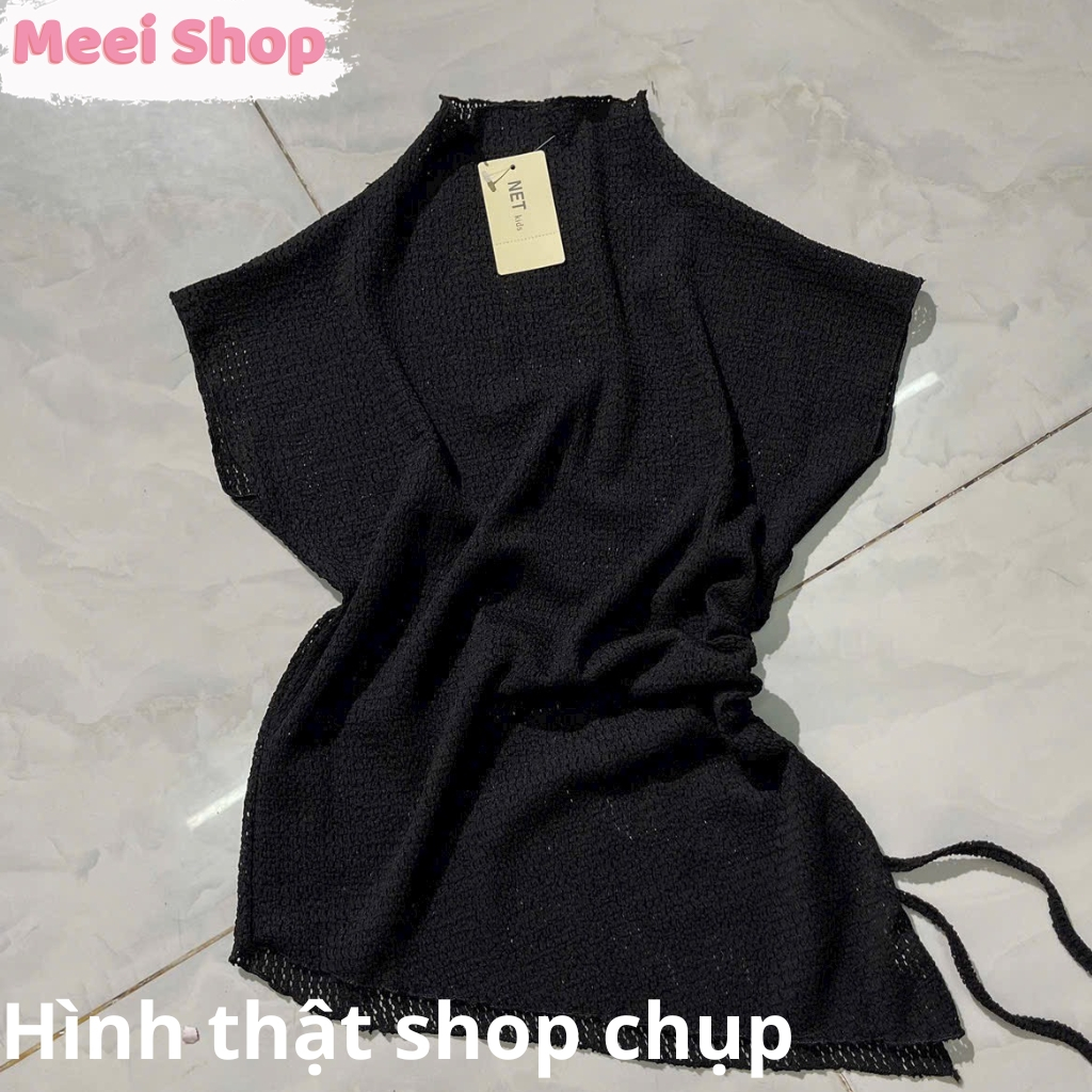 Áo len cổ cao tay lỡ rút dây nữ Meei Shop, Áo len kiểu nữ xẻ tà  hàng QC loại 1 _A254-