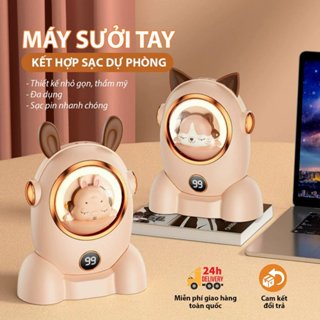 Máy sưởi mini cầm tay máy sưởi ấm bàn tay kiêm sạc dự phòng thiết kế đèn Led kiểu dáng xinh xắn hiện mức nhiệt siê