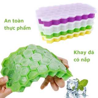 Khay Làm Đá Silicon Có Nắp Đậy Kháng Khuẩn Chống Mùi Tủ Lạnh, Khuôn Làm Đá , Làm Thạch Cao Cấp