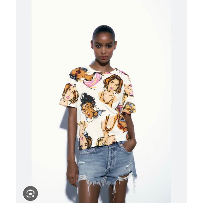 Áo thun hoa lá Zara săn sale Spain size S