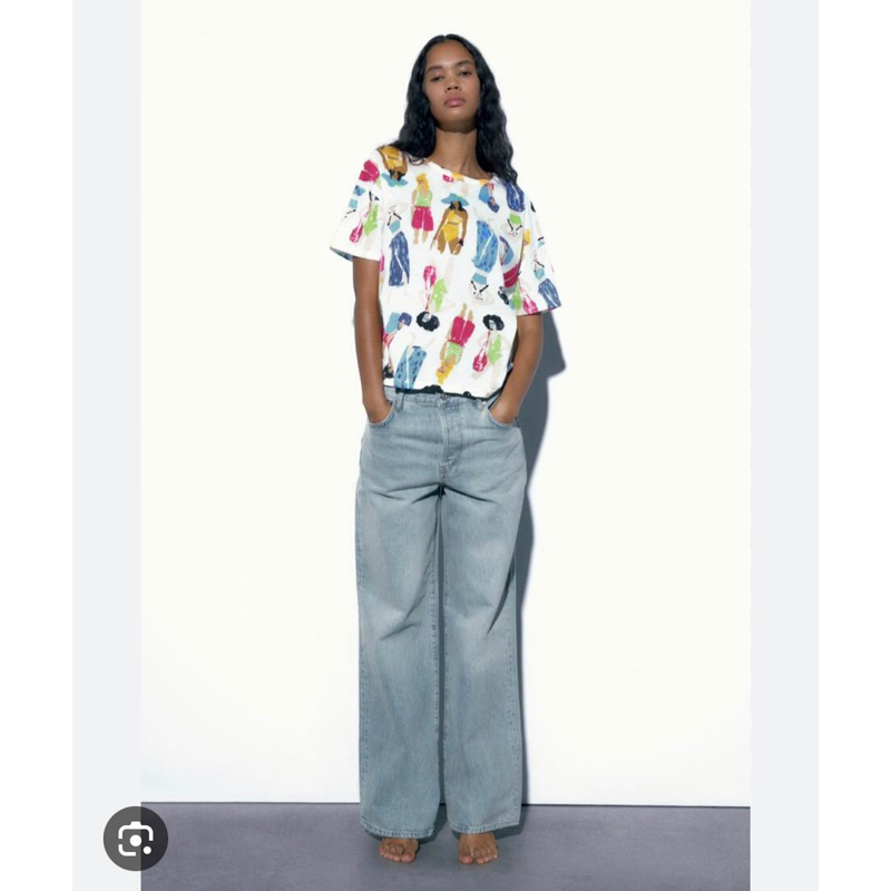 Áo thun hoa lá Zara săn sale Spain size S