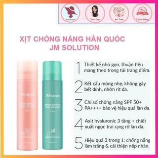 Thanh lý TL Xịt Chống Nắng JM Solution Luminous Sun Spray 180ml, xanh Ngọc trai, Hồng hoa Hồng