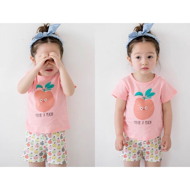 Bộ Cộc Bé Gái Thun Giấy Hàn, Hình Quả Táo,Que Kem Dễ Thương