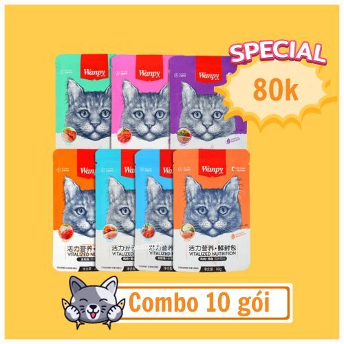 COMBO 10 - 20 gói Pate Wanpy dành cho mèo . Pate Wanpy happy 100 80g. hỗ trợ khách mix vị (HOẢ TỐC)