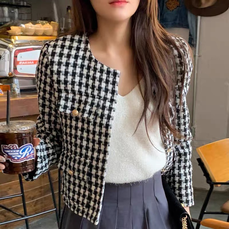 Áo dạ tweed Caro hàng LOẠI 1 dáng tiểu thư Cemos