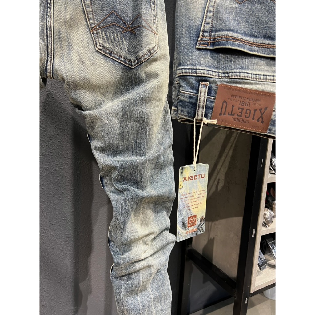 QUẦN JEANS NAM DÀI MÀU WAS DƠ VIỀN CHỈ NÂU TÚI J2916 K3 STORE