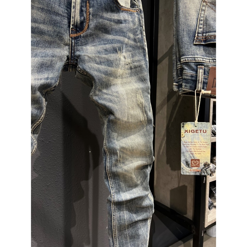 QUẦN JEANS NAM DÀI MÀU WAS DƠ VIỀN CHỈ NÂU TÚI J2916 K3 STORE