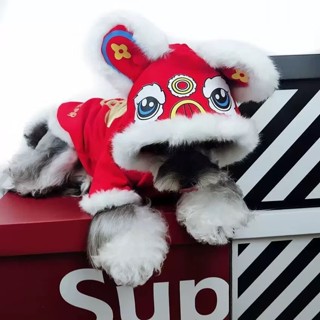 Áo cho chó mèo mùa lễ hội siêu nổi bật, Áo đầu lân cho thú cưng