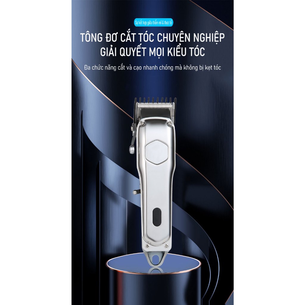 Tông đơ cắt tóc Kemei 1998, Tông đơ Thân Nhôm Nguyên Khối Chuyên Nghiệp Cho Salon Và Gia Đình