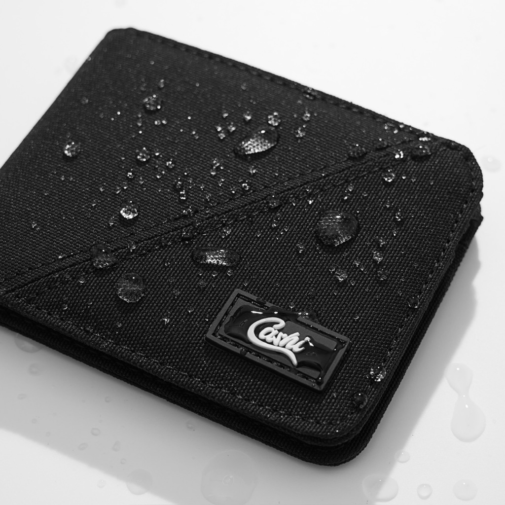 Ví Vải CaShi Unisex  Ví Ngang Kiểu Xéo, Màu Đen.