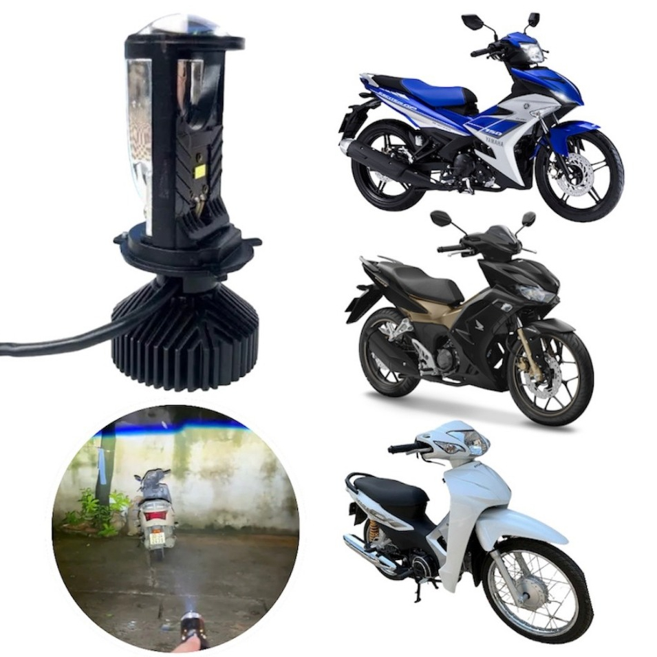 Đèn Led Pha T9 Bi Cầu Mini 40W Chân H4 Lắp Các Dòng Xe Wave-Exciter-Winner-Ô Tô... Bảo Hành 1 Nắm