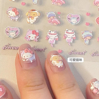 Sticker hình dán Miếng dán trang trí móng tay nail 3D hoạt hình Sanrio Kuromi Melody Cinnamoroll Kitty Pochacco Pompurin