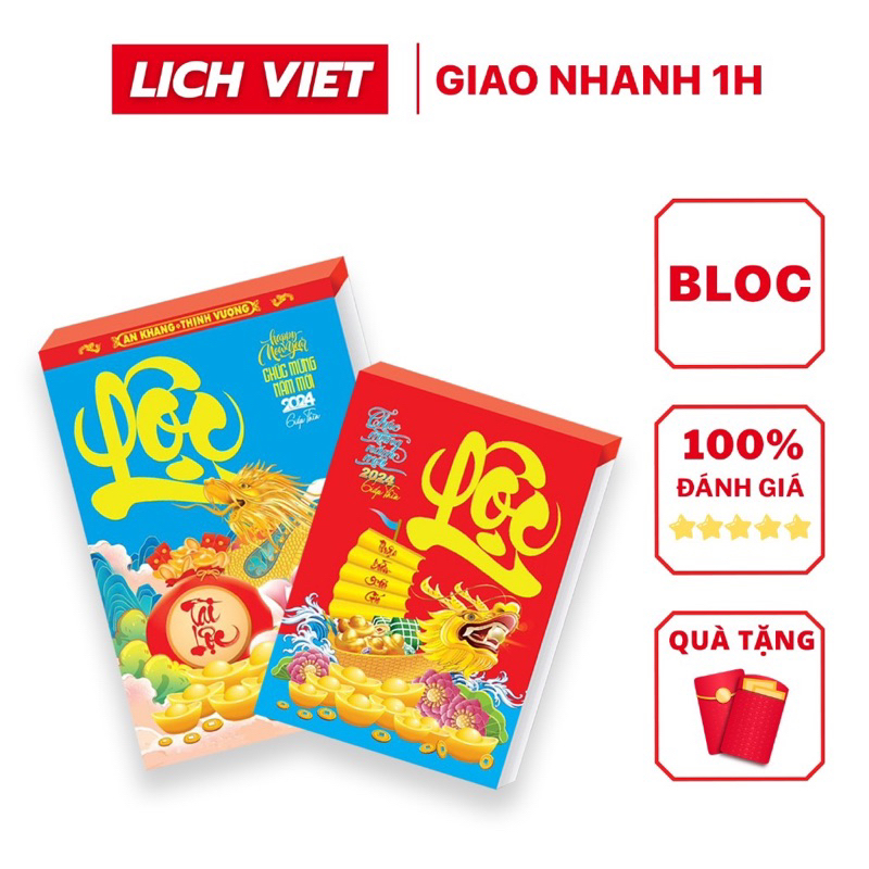 Lịch Bloc 2024 Giáp Thìn Các Kích Thước, Bloc Lịch Xé