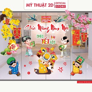 Decal Tết - trang trí tết dán kính bộ mẫu TET.30