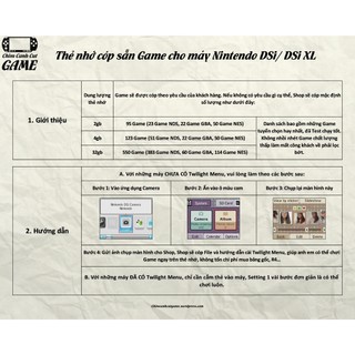 Thẻ nhớ cho máy Nintendo DSi (Hỗ trợ cài Twilight + Copy Game Free)