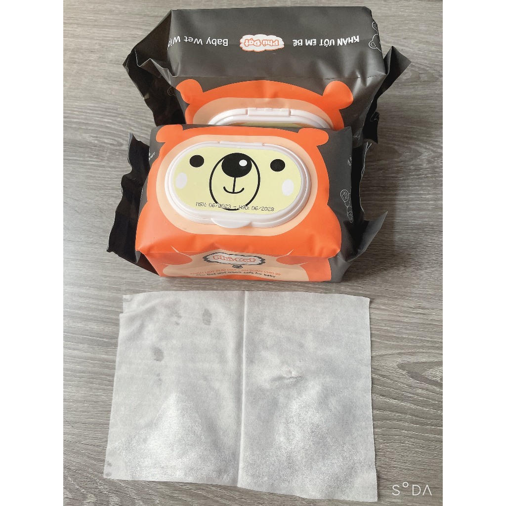 Khăn giấy ướt hình gấu dễ thương gói to, không mùi chính hãng phú đạt, an toàn sử dụng - Hie en Store