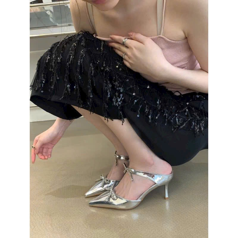 DÉP SỤC NƠ ĐÁ BẠC GÓT XINH 😍