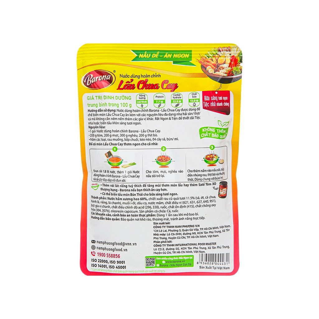 Nước dùng hoàn chỉnh lẩu chua cay Barona gói 180g [Hà Nội giao hàng hỏa tốc] - Ảnh 3