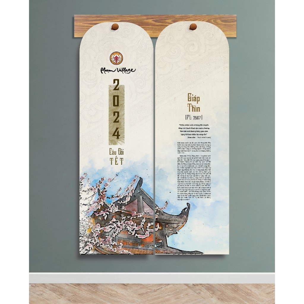 Lịch Treo Tường Bộ Lịch Thư Pháp Làng Mai 2024 -Tặng Kèm 1 Postcard Làng Mai