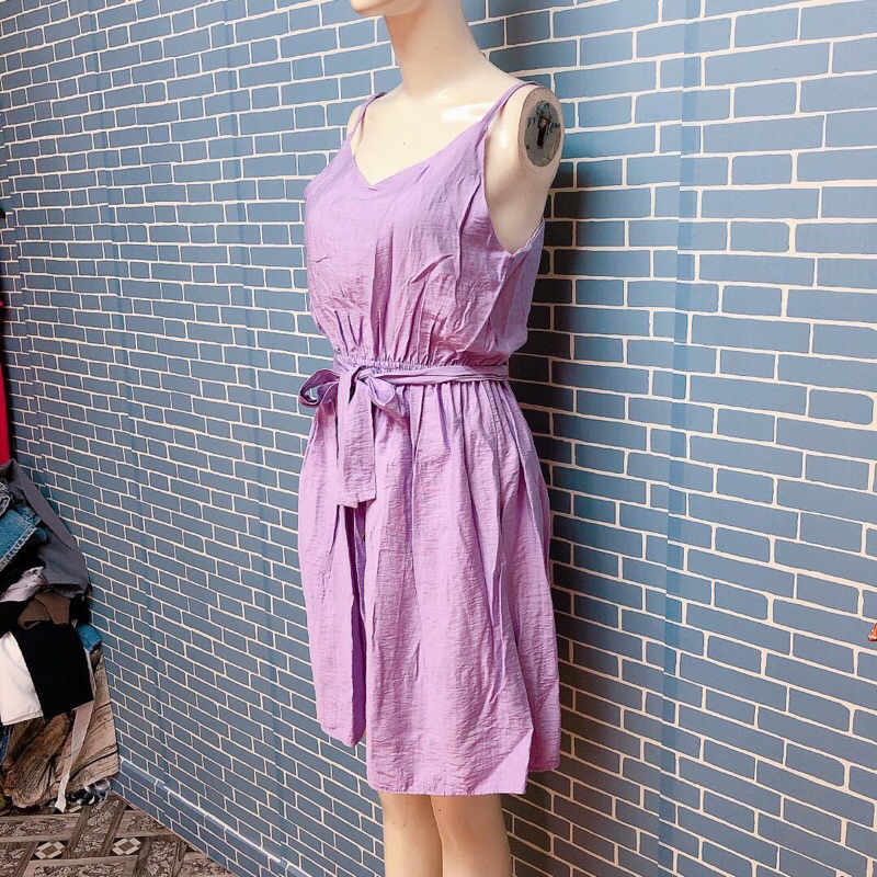 Đầm 2 dây tím cột day đồ si
