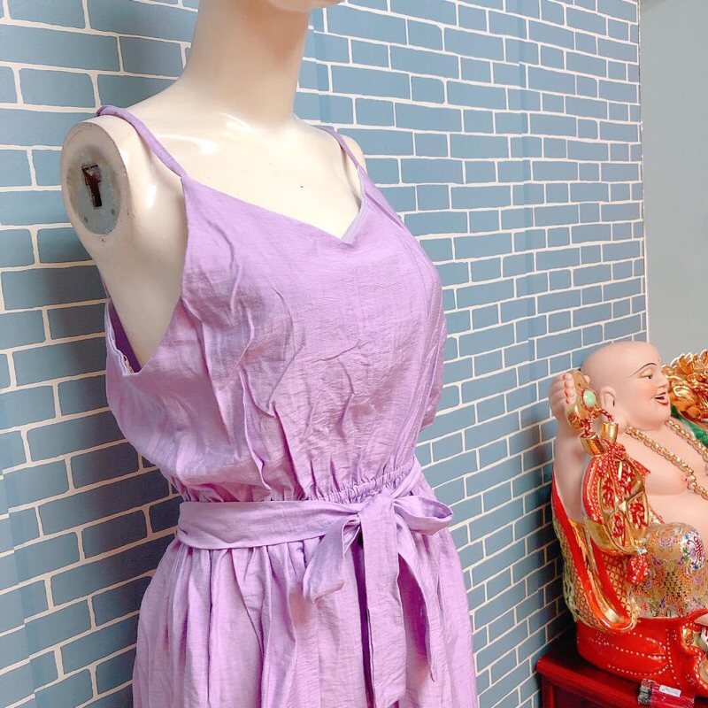 Đầm 2 dây tím cột day đồ si