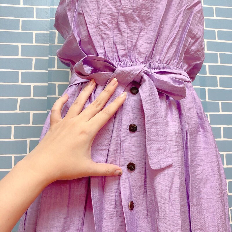 Đầm 2 dây tím cột day đồ si