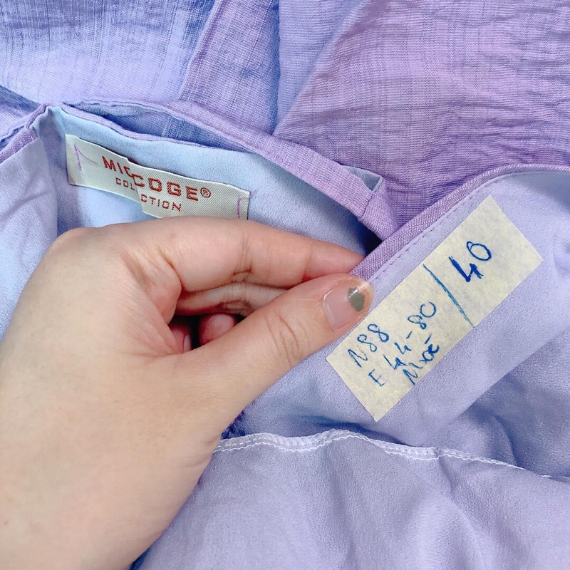 Đầm 2 dây tím cột day đồ si