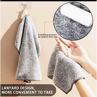 Khăn lau tay chén dĩa hình vuông nhà bếp màu xám 25x25cm đa năng khăn lau bàn ghế