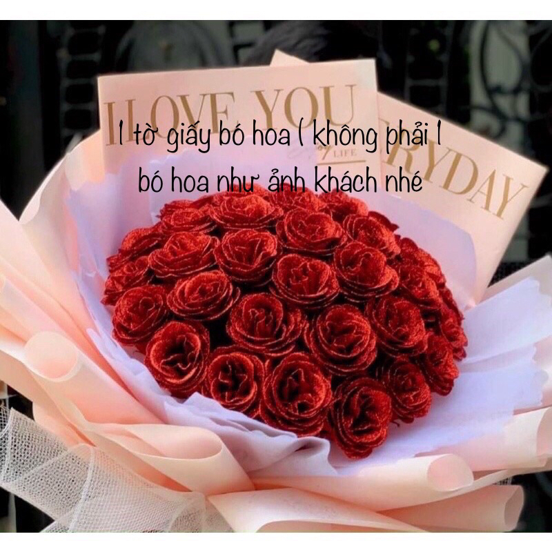 Giấy bó hoa in chữ EVERYDAY I LOVE YOU khổ 58x58cm