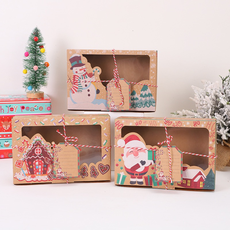 Hộp đựng quà Noel, kẹo, socola, phụ kiện kraft mica