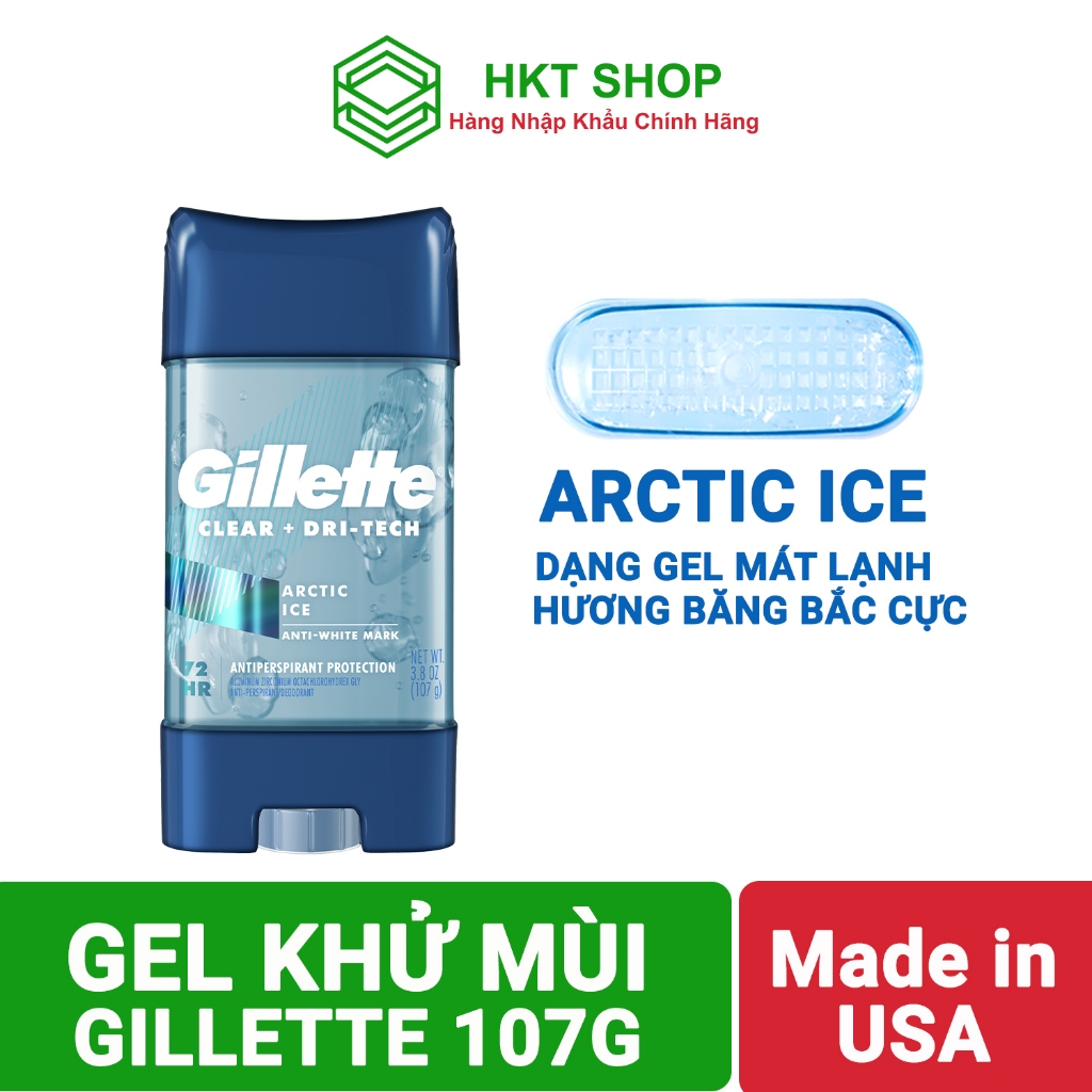 [USA] Lăn Khử Mùi Gillette dạng Gel Arctic Ice 107g Mỹ - HKT Shop