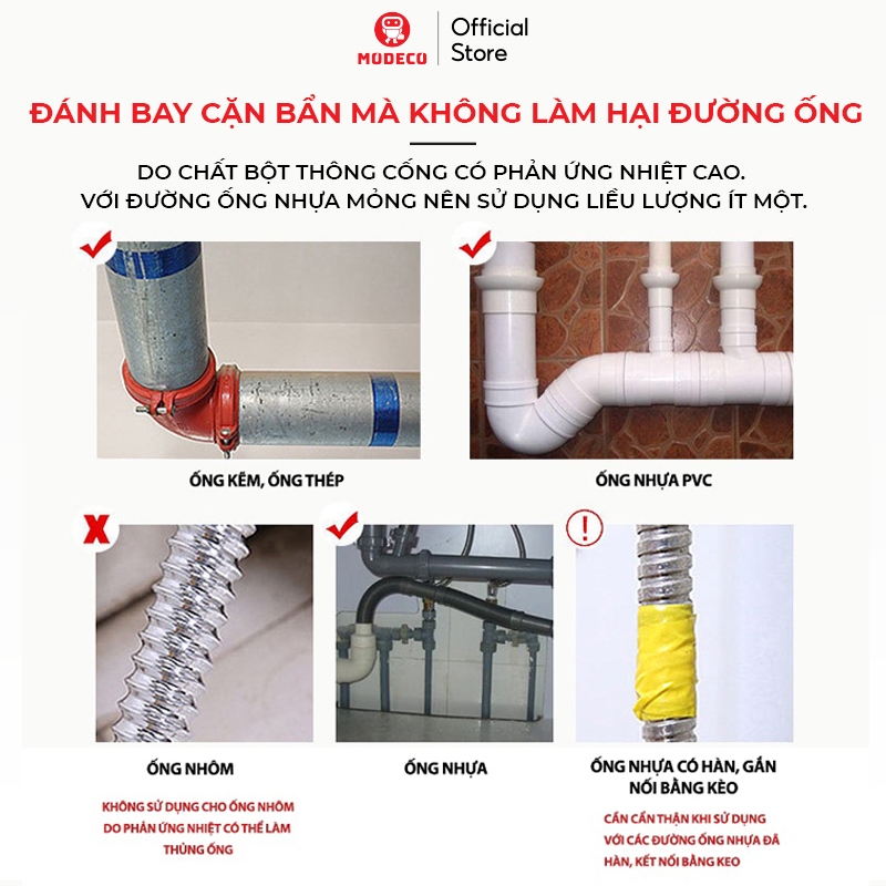 Bột Thông Cống LANJIEXING Cực Mạnh Thông Tắc Cống, Đường Ống, Bồn Cầu, Bồn Rửa Mặt - Hàng Chính Hãng - Modeco